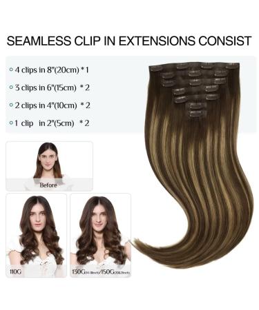 Buy Doores Real Hair Extensions - Seamless Balayage Chocolate Brown to Caramel Blonde 50cm | 7 Pieces Clip-In 110g - Buy Online on GoSupps.com