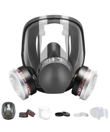 ZXICH Full Face Respirator Gas Mask with Filters  Reusable Large Face Gas Mask Paint Spray Dust Shield Cover Mask  Widely Used in Organic Gas Paint Spary Chemical Woodworking and other Work Protection