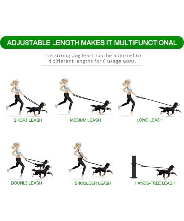 Dog Training Double Ended Leads : 2m Hands Free Adjustable Pet Training leash for Running Walking - Retractable Multifunctional Strong Nylon Puppy Lead Rope for Small Medium Dogs - Buy Online on GoSupps.com