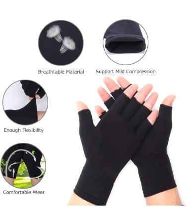 Rheumatoid Arthritis Compression Gloves - Pain Relief Fingerless Hand Mitten for Carpal Tunnel - Women Men Size S Black&Pink - Buy Online on GoSupps.com