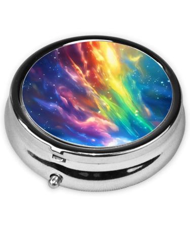 Colorful Nebula Portable Pill Box - 3-Compartment Metal Organizer for Small Pills | Travel Essential | Hinged Design | International Shipping Available - Buy Online on GoSupps.com