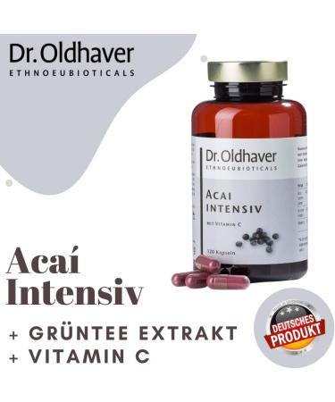 Dr. Oldhaver Acai Intensive - Highly Concentrated Acai Berry Capsules (120) with Green Tea Extract & Vitamin C | Gluten & Lactose Free for Energy Metabolism - Buy Online on GoSupps.com