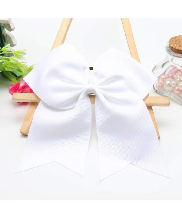 Handmade 8 Large White Cheer Bows - Set of 20 | Grosgrain Ribbon Hair Accessories for Teen Girls and Cheerleaders - Buy Online on GoSupps.com