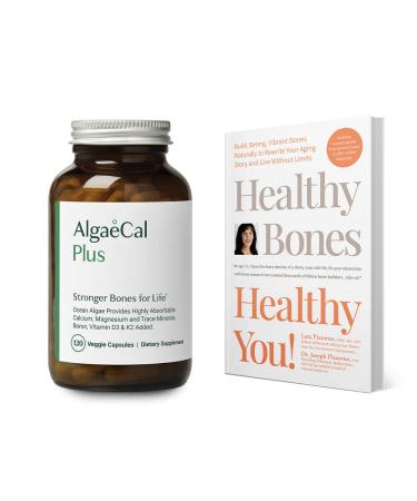 ALGAECAL Bundle Calcium Supplement for Women & Men Vitamin D3 & K2 Magnesium and Book by Lara Pizzorno Healthy Bones Healthy You! to Increase Bone Health 1-Month Supply