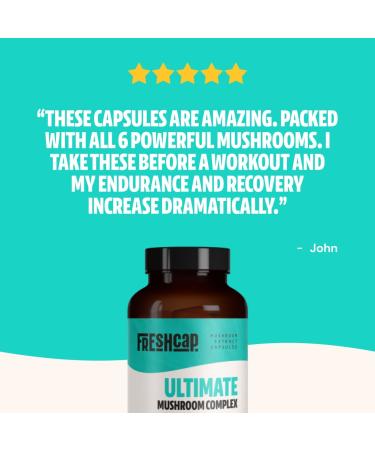FreshCap Ultimate Mushroom Complex 120ct - Lion's Mane, Reishi, Cordyceps, Chaga, Turkey Tail, Maitake Supplement - Real Fruiting Body, No Fillers - Buy Online on GoSupps.com