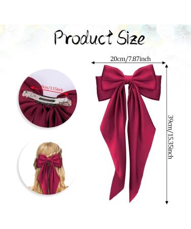 Silky Satin Hair Bows 3 PCS Big Black White Red Bowknot Set Metal Spring Clip Oversized Long Tail Hair Ribbons Ponytail Holder French Barrettes Hair Accessories for Women Christmas Gifts Black & Beige & Red - Buy Online on GoSupps.com