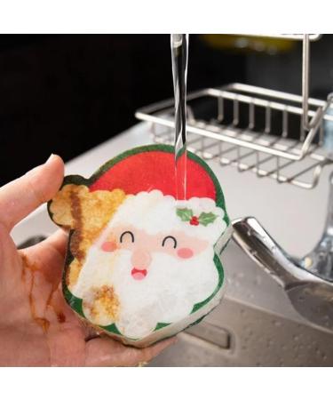 5pcs/Set Santa Claus Christmas Tree Christmas Stockings Shape Cleaning Sponge Rubs Reusable Sponge Cleaning Supplies White 4.33*4.13inch - Buy Online on GoSupps.com