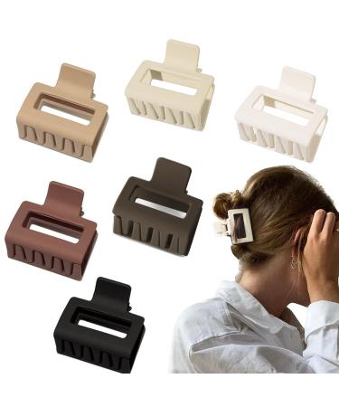 Small Hair Clips 2 Inch Claw Clips for Thin Hair 6Pcs  Bolonar Square Small Hair Claw Clips for Thin Hair Non-slip Strong Hold Neutral Colors Hair Clips for Women Girls Valentine Gifts for Women Girls Neutral-1