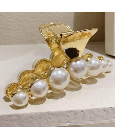 Runmi Pearl Hair Clips - Large Gold Tone Metal Accessories for Women & Girls | 2 Pack - Buy Online on GoSupps.com