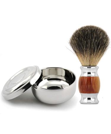 Grandslam Shaving Bowl and Brush Kit, Stainless Steel Shaving Bowl With Mirror and Lid, Wide Mouth, Shaving Kit For Men Silver