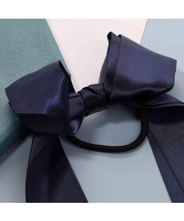 Yheakne Silk Hair Tie with Loop - Navy Blue Satin Ponytail Holder & Hair Accessories for Women & Girls - Buy Online on GoSupps.com