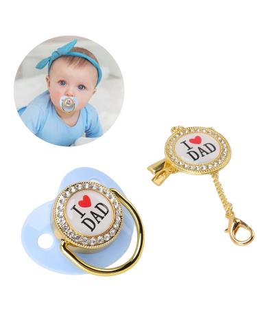 Personalized Bling Schnuller Pacifier with Clip | Blue Silicone Newborn Pacifier | Ideal for Baby Parties & Anniversaries - Buy Online on GoSupps.com