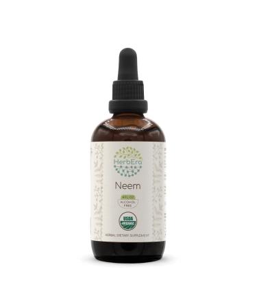 HerbEra Neem B120 USDA Organic Tincture | Alcohol-Free Extract High-Potency Herbal Drops | Certified Organic Neem (Azadirachta Indica) Dried Leaf (4 oz) 4 Fl Oz (Pack of 1)