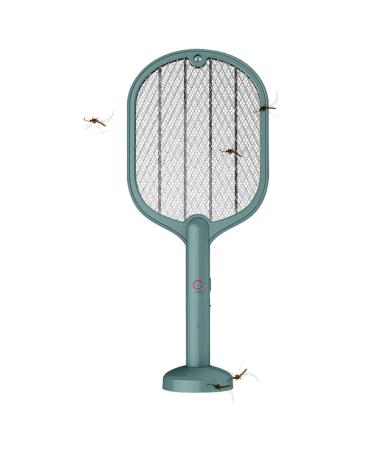 Electric Fly Swatter | 3000V Electric Indoor UV Light 2 in 1 Inhaled Photocatalyst Fly LED Lamp with 3-Layer Safety Mesh (Green)