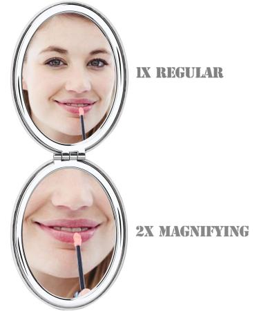 Elegant Compact Beauty Vanity Mirror for Girls Women Premium 1X/2X Magnifying Travel Makeup Mirrors Small Handheld Portable 2-Sided Folding Cosmetic Mirror Oval Leaves and Birds Pattern - Buy Online on GoSupps.com