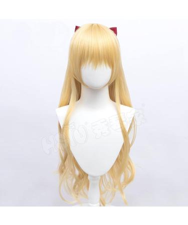ydound anime coser sailor moon cosplay sailor venus wig clothing golden long hair fiber synthetic wig + hair jewelry + wig cap cap