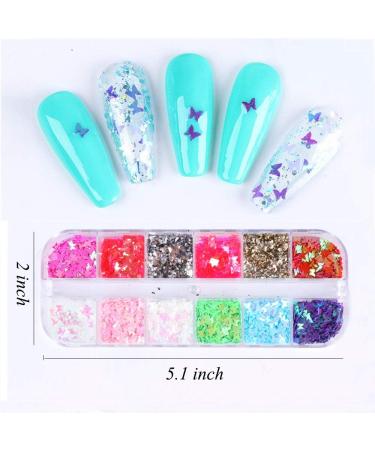 Kalolary 3D Butterfly Nail Art Glitter Sequins - Colorful Holographic Foil Debris for Women's Nail Decoration - Buy Online on GoSupps.com