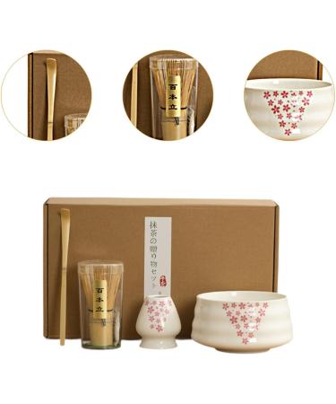 KLKCMS Complete Matcha Tea Set with Whisk and Stand for Ceremony Cherry Blossoms - Buy Online on GoSupps.com