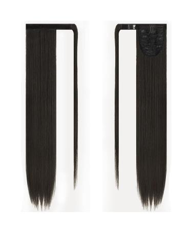 JJstar 70cm Long Straight Ponytail Hairpiece | Synthetic Hair Extension Braid for Women & Girls (Black/Brown) - Shop Internationally! - Buy Online on GoSupps.com