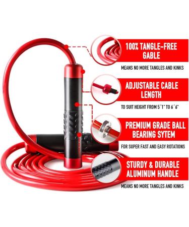 1LB Weight Jump Rope - Aluminum Handle & 9mm Thick Rope for Fitness Weight Loss CrossFit MMA & Boxing Training - A1 Red PVC Rope - Buy Online on GoSupps.com