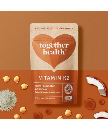 Vegan-friendly Vitamin K2 MK7 from Fermented Chickpeas | Made in the UK | 90 Vegecaps | Highly Active Biologically | Together Health - Buy Online on GoSupps.com