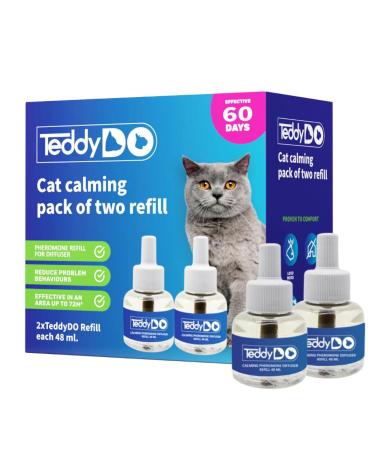 TeddyDo Calming Diffuser Refill for Cats | Pack of Two| 60 Days Kit | Reduce Spraying Scratching and Other Problematic Behaviors | Calming and Relaxing Effect | 2x48 ml |