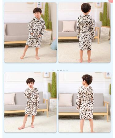 JZLPIN Unisex Baby Hooded Bathrobe | Kids Flannel Pajamas & Dressing Gown for 3-4 Years Boys & Girls - Leopard Design - Buy Online on GoSupps.com