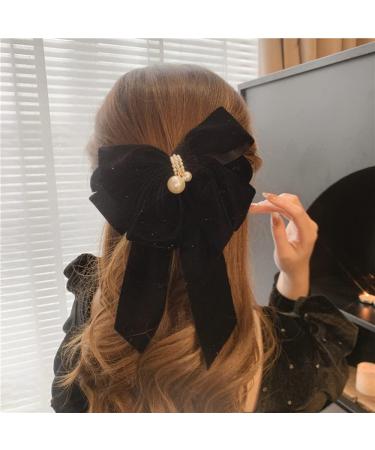 Elegant Large Black Hair Clip Loop with Pearl Sheet - Hair Accessories for Women & Girls | Perfect Gift - Buy Online on GoSupps.com