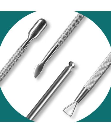 KINGMAS Nail Cuticle Pusher Cutter Set - 2pcs Gel Polish Remover Tool, Stainless Steel Manicure Kit for Clean and Healthy Nails - Silver - Buy Online on GoSupps.com