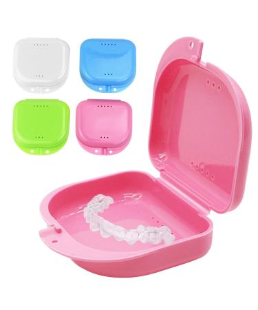 Dnom dose 4 pieces of bite can clip box braces box crispy box box denture container tooth rail box prosthesis dose for braces or dentures keep 4 colors