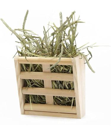 ANCLLO Rabbit Hay Feeder Rack Wooden Wall-mountable Hay Manger for Small Pets Bunny Chinchilla Guinea Pigs - Buy Online on GoSupps.com
