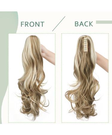 Sego 45cm Wavy Ponytail Hair Extension Voluminous Claw Clip in Ash Brown & Bleach Blond | Synthetic Braided Hair Piece (140g) - Buy Online on GoSupps.com