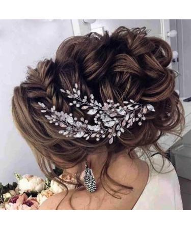 Casdre Rhinestone Bridal Hair Vine - Silver Pearl Wedding Headpiece for Women and Girls - Buy Online on GoSupps.com