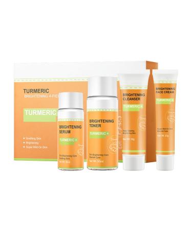 Turmeric & Niacinamide Skin Care Kit, Soothing Skin Kit, Turmeric Skin Care Set Include Facial Cleanser Face Cream Toner Serum Hydrating Moisturizing