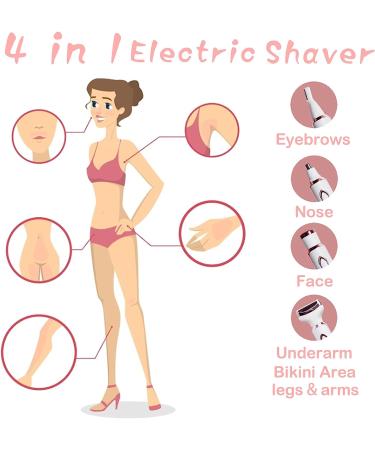 OYTXDE Electric Razor for Women - 4 in 1 Painless Hair Trimmer for Underarms, Nose, Eyebrows, and Legs - Rechargeable Wet/Dry Cordless Clipper - Buy Online on GoSupps.com