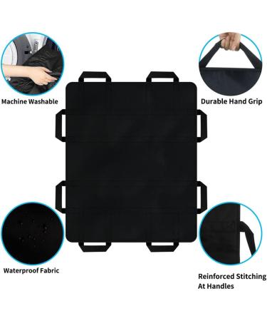 Positioning Bed Pad with Reinforced Handles for Lifting Nursing Transfer Pad Turning Moving and Positioning Waterproof Reusable Transfer Sheet for Patients and Disable 120.5x100.5cm Black - Buy Online on GoSupps.com
