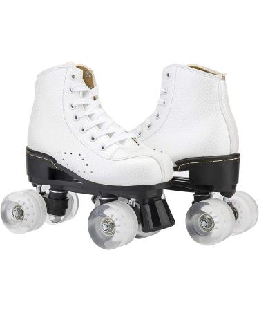 Outdoor Quad Roller Skates with Light Up Wheels - Classic Rink Skate Shoes for Adults - C-White Size 37EU/US6.5 - Buy Online on GoSupps.com