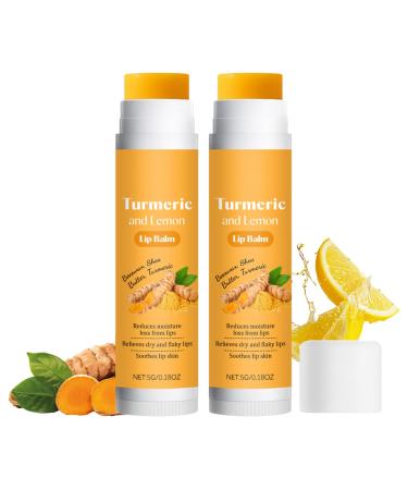 2pcs Lemon Turmeric Lip Balm To Lip Lightening Dark Lips Balmnourishes Dry Cracked Lips - For Smokers Lips