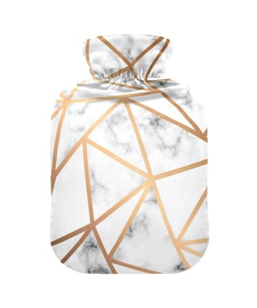 Marble golden geometric lines hot water bottle with cover heat bottles for pain relief hot water bag heating bottles for cramps 1l