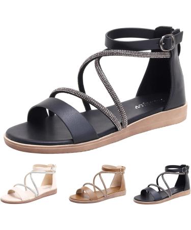 Shop XTZYGLFD Women's Roman Sandals - Comfortable Fashionable Flat Sole with Foot Vault Support | Summer Brown UK Size 6 - Buy Online on GoSupps.com