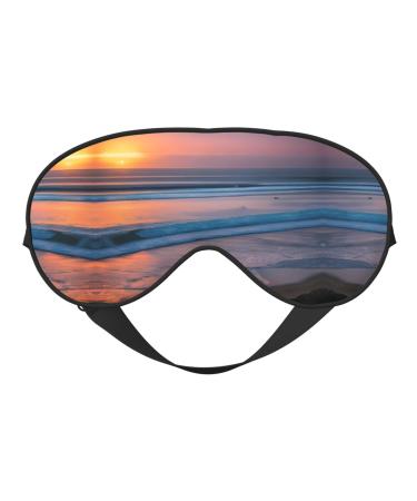 SSIMOO Sunset Beach Sleep Mask-Adjustable Breathable Fashionable Eye Mask for A Comfortable Sleep Experience Black