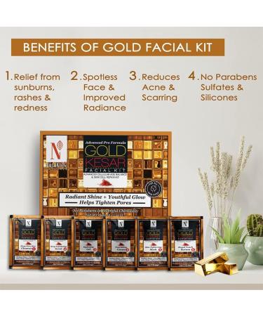 NUTRIGLOW NATURAL'S Advanced Pro Formula Gold Kesar Facial Kit for Glowing Skin Cleanup Kit for Radiant Shine Helps Tighten Pores 60gm Multicolor - Buy Online on GoSupps.com