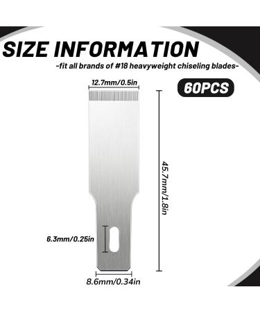 Size 18 Chiseling Blades SK5 Knife Blades No Handles Knife Square Blade Carbon Steel Chisel Tip Knife Blade with Plastic Storage Boxes for Wood Craft Carving Chiseling Shaving Cutting (60 Pack) - Buy Online on GoSupps.com
