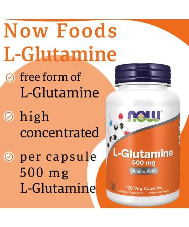 Now Foods L-Glutamine 500mg 120 Vegan Capsules - Lab-Tested Amino Acid | Gluten & SOYA Free | Vegetarian Friendly - Buy Online on GoSupps.com