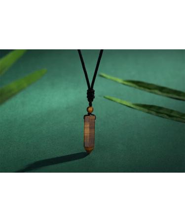 XIANNVXI Tiger Eye Crystal Healing Necklace - Hexagonal Point Pendant Adjustable Rope Reiki Jewelry for Men and Women - Buy Online on GoSupps.com