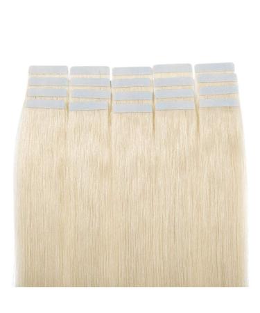 UK-Fashion-Shop Tape Extensions Human Hair 50g - Hair Extension 100% Human Hair Extensions Tape In straight #60 Platinum Blonde 55cm