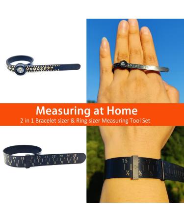 2 in 1 Bracelet & Ring Sizer Tool with Magnified Glass - US Ring Sizes 1-17 & Wrist Sizes 15-25 Measurement Tool - Buy Online on GoSupps.com