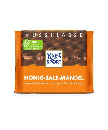 Ritter Sport Almond with Honey and Salt 100 g whole almonds in whole milk chocolate refined with honey and salt with a unique taste