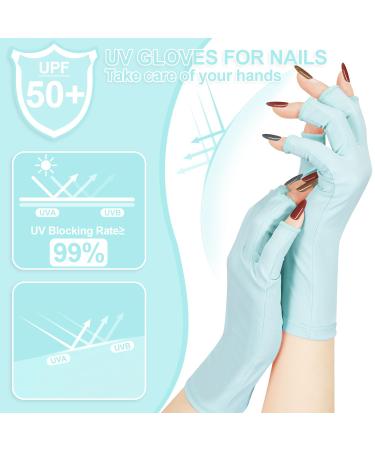 chemotex UV Nail Gloves Professional UPF50+ Protection UV Gloves for Gel Manicures Art Skin Care UV Gloves for Gel Nail Lamp Fingerless Gloves for Protect Hands from Harm Blue - Buy Online on GoSupps.com