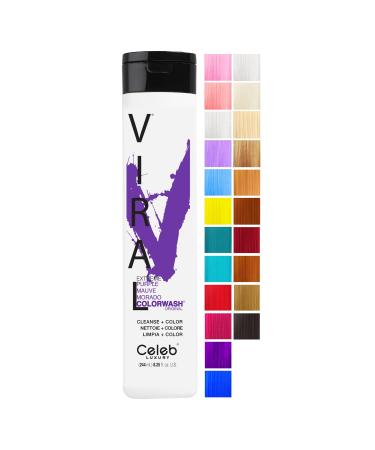 Celeb Luxury Intense Color Depositing Colorwash Shampoo + BondFix Rebuilder, Vegan, Sustainably Sourced Plant-Based, Semi-Permanent, Viral and Gem Lites Viral Purple Colorwash Shampoo